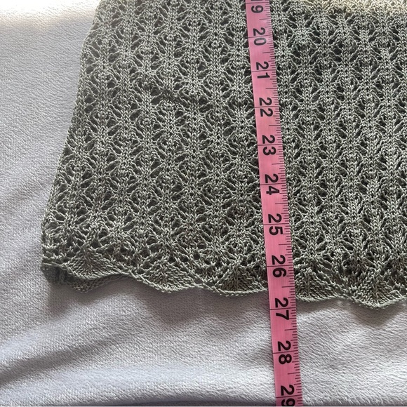 Peruvian Connection sage open knit 100% pima cotton lightweight cardigan, XL - Picture 10 of 12